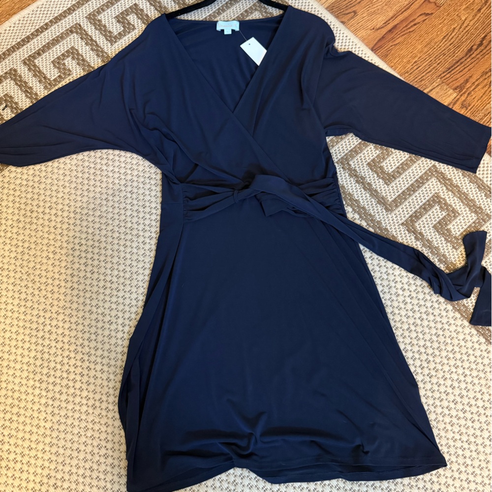 Elegant Navy Wrap Dress- NWT